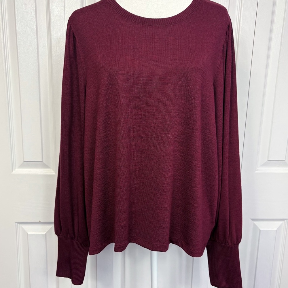 NWT Gap Deep Garnet Red Softspun Knit Puff Long Sleeve Sweater XL